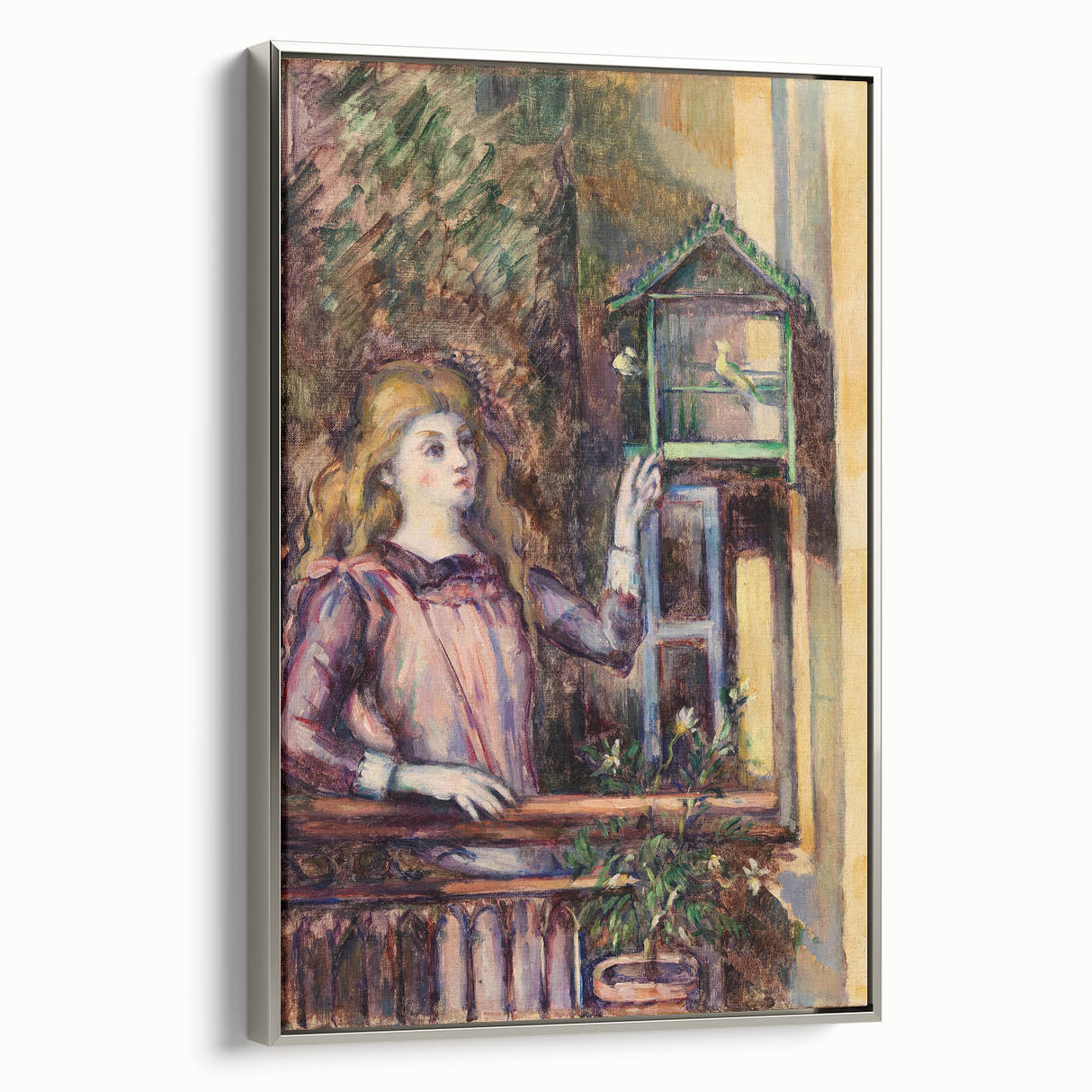 Impressionist Art Print - Girl with Birdcage by Paul Cézanne - Cézanne Wall Art