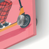 Children's Wall Decor – Cool Lion on Scooter Illustration Print