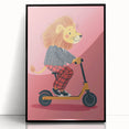 Children's Wall Decor – Cool Lion on Scooter Illustration Print
