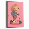 Children's Wall Decor – Cool Lion on Scooter Illustration Print