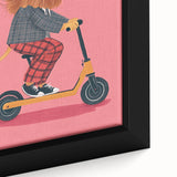 Children's Wall Decor – Cool Lion on Scooter Illustration Print