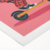 Children's Wall Decor – Cool Lion on Scooter Illustration Print