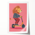 Children's Wall Decor – Cool Lion on Scooter Illustration Print