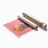 Children's Wall Decor – Cool Lion on Scooter Illustration Print