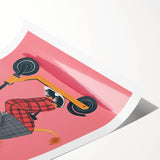 Children's Wall Decor – Cool Lion on Scooter Illustration Print