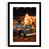 Extra large abstract art print featuring textured, colorful foliage in a black frame, ideal for living room decor.