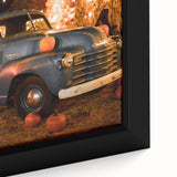 Close-up of a black framed canvas featuring a textured, colorful abstract design, ideal for living room decor.