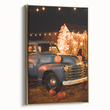 Framed canvas depicting a vintage landscape painting with autumnal colors, ideal for bedroom wall art.