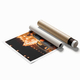 Extra large rolled print featuring a vibrant autumnal floral design, ideal for classy bathroom or large living room wall art.