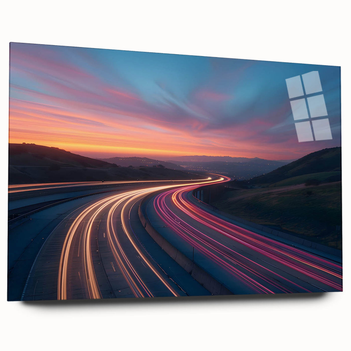 Sunset Highway Motion Wall Art – Colorful Abstract Light Trails