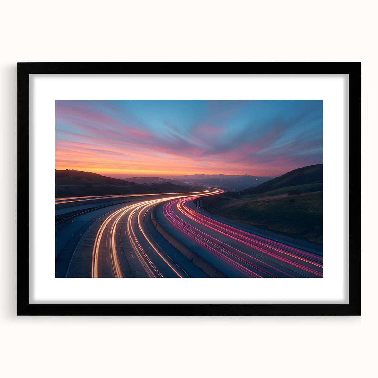 Sunset Highway Motion Wall Art – Colorful Abstract Light Trails