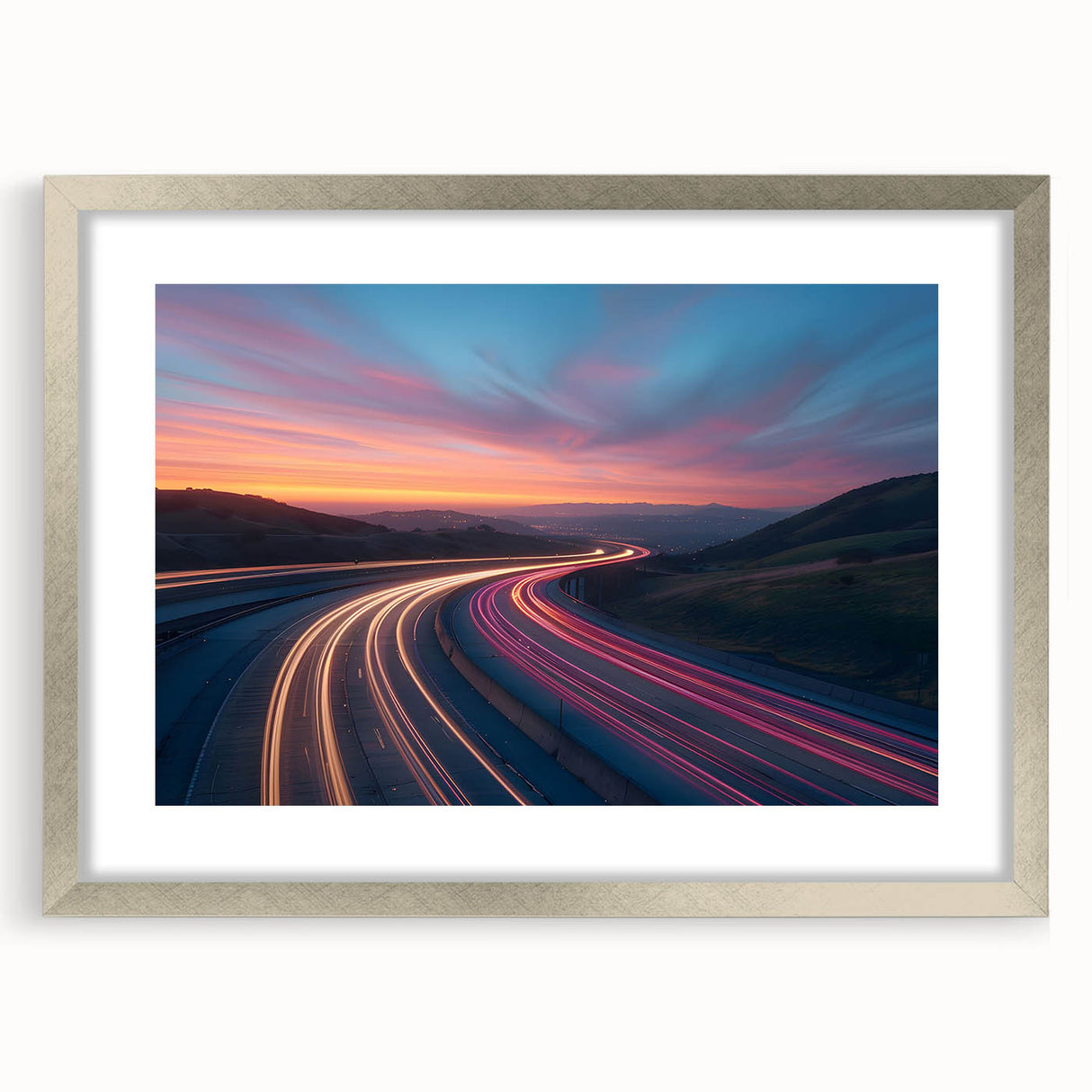 Sunset Highway Motion Wall Art – Colorful Abstract Light Trails