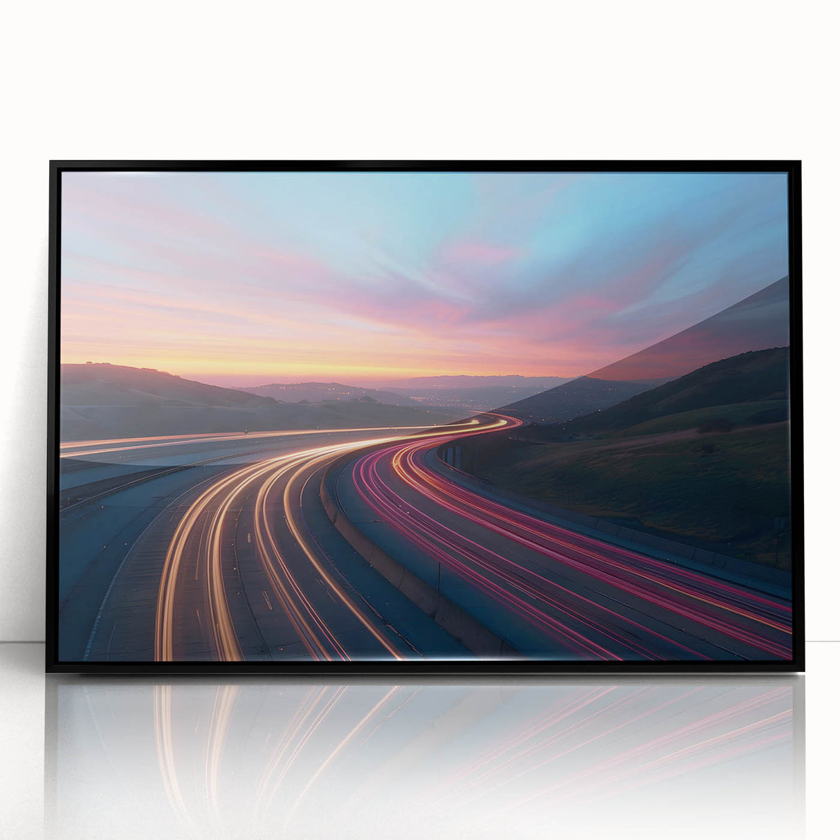 Sunset Highway Motion Wall Art – Colorful Abstract Light Trails