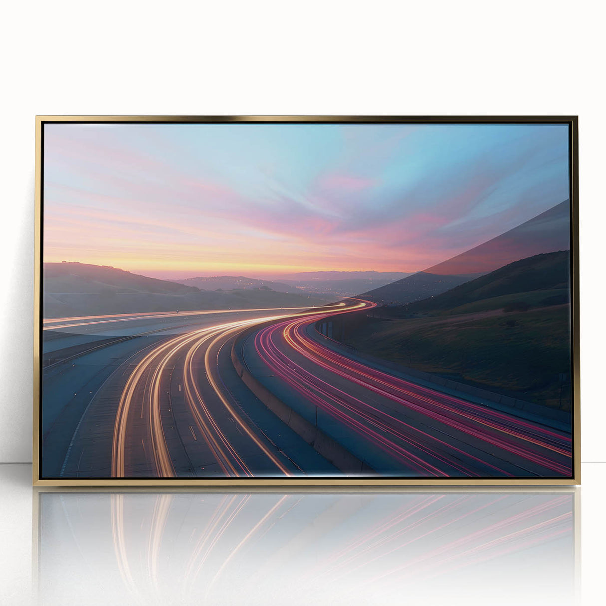 Sunset Highway Motion Wall Art – Colorful Abstract Light Trails
