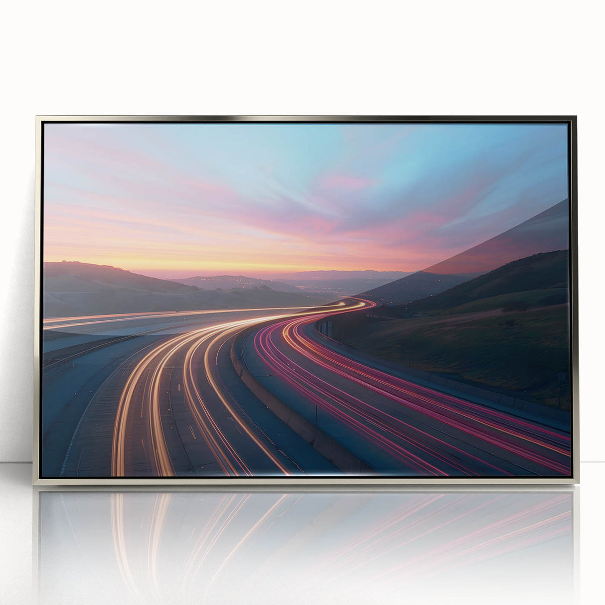 Sunset Highway Motion Wall Art – Colorful Abstract Light Trails