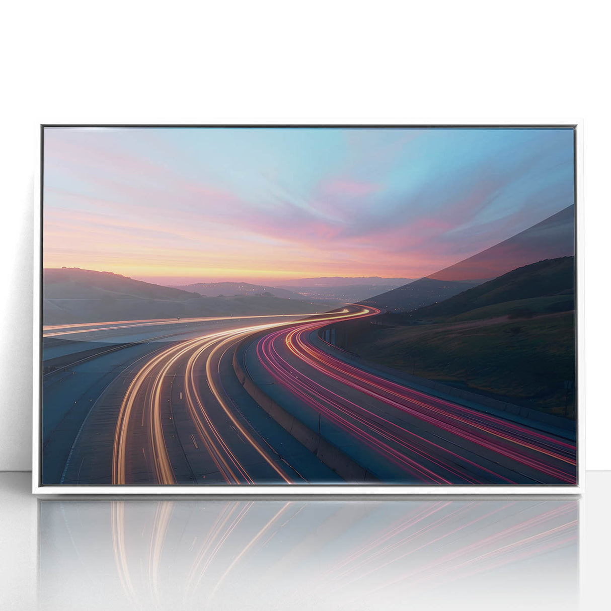 Sunset Highway Motion Wall Art – Colorful Abstract Light Trails