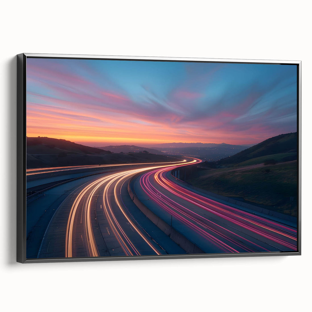 Sunset Highway Motion Wall Art – Colorful Abstract Light Trails