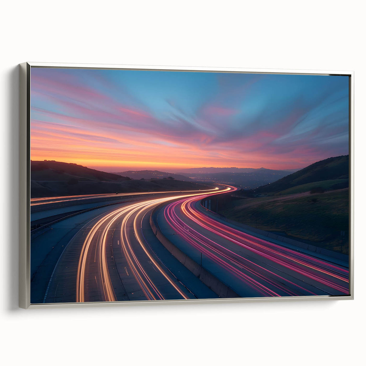 Sunset Highway Motion Wall Art – Colorful Abstract Light Trails