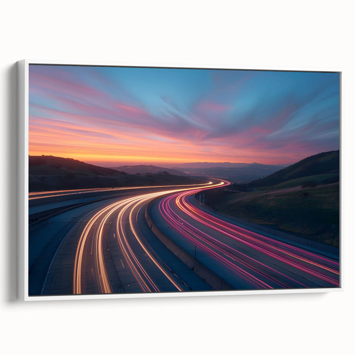 Sunset Highway Motion Wall Art – Colorful Abstract Light Trails