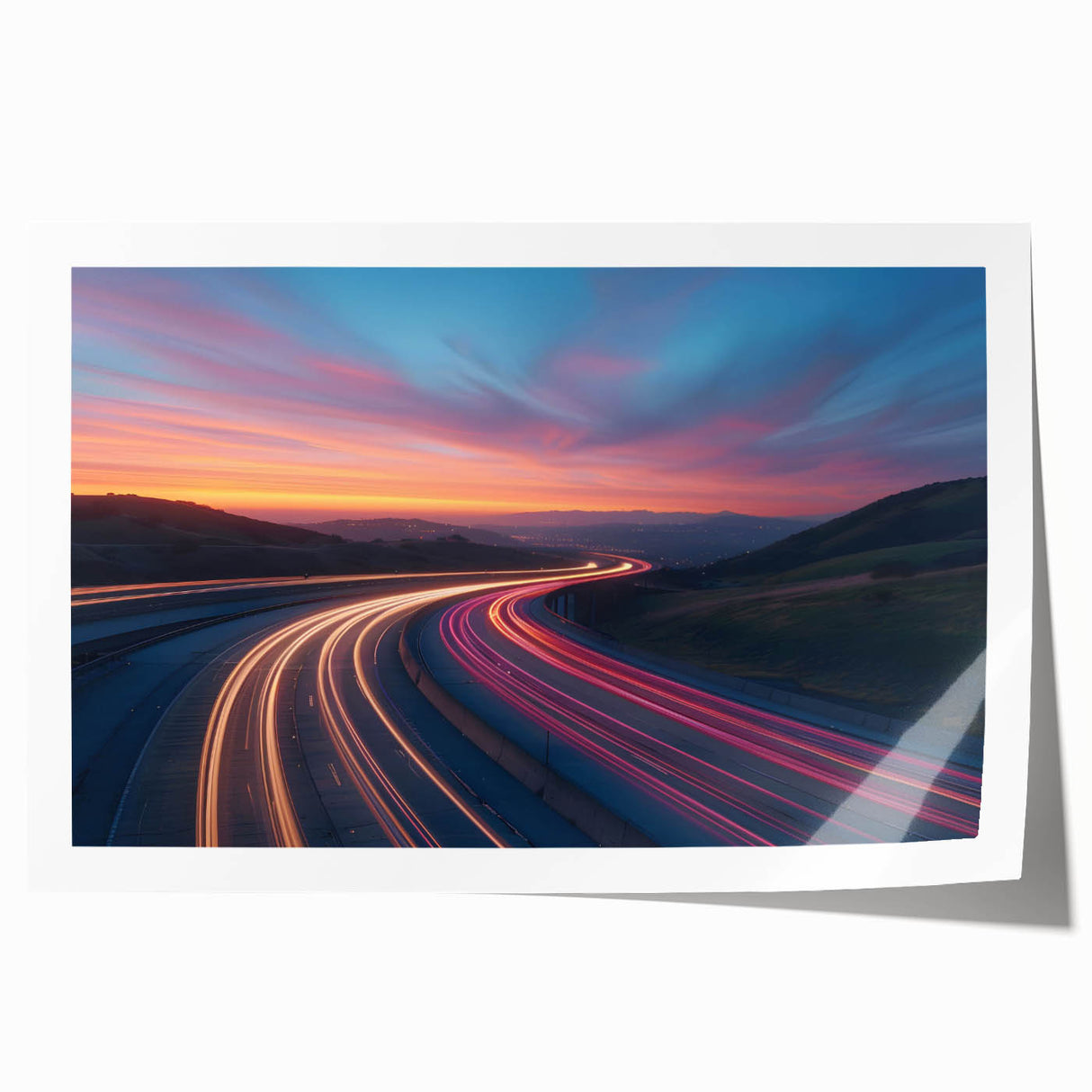 Sunset Highway Motion Wall Art – Colorful Abstract Light Trails