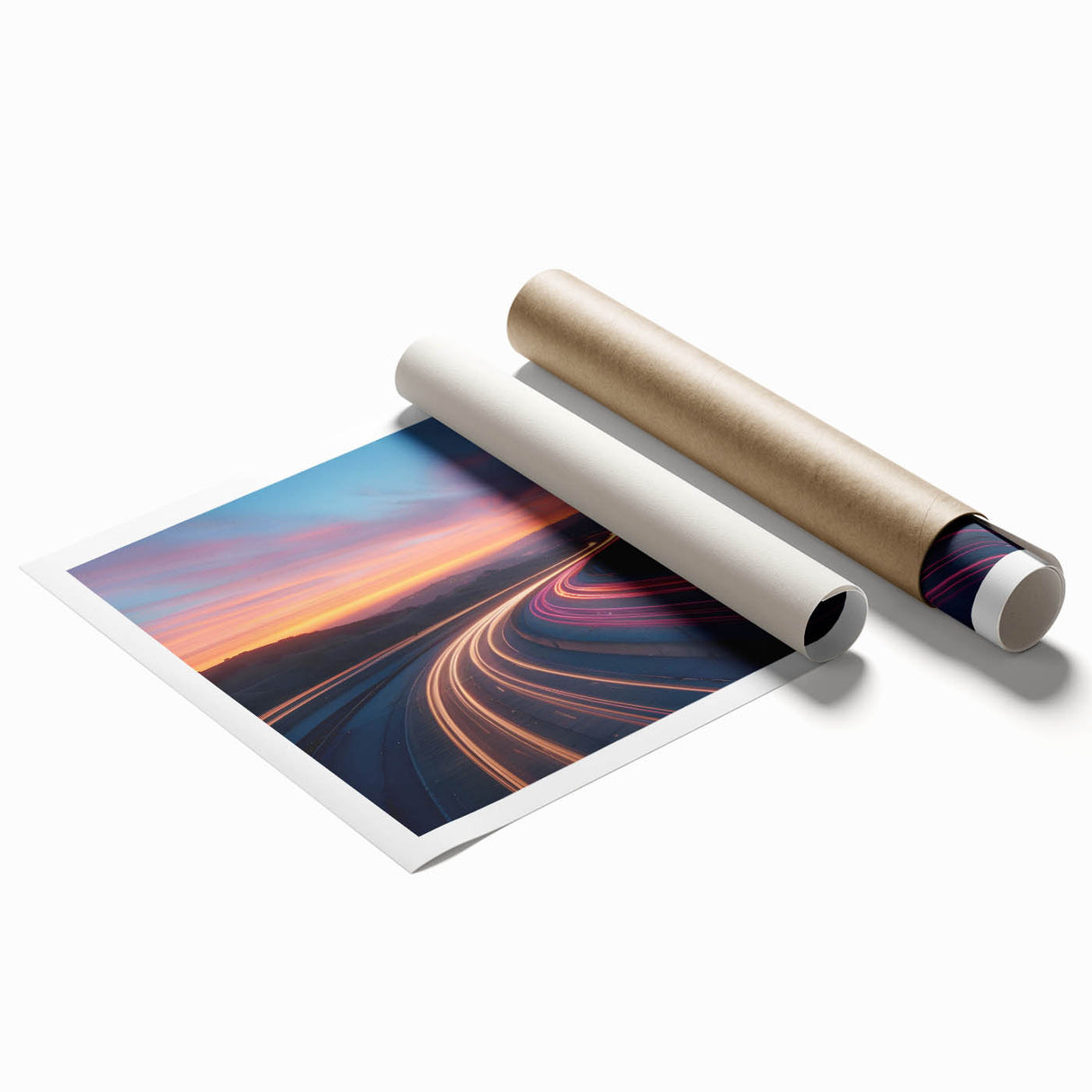 Sunset Highway Motion Wall Art – Colorful Abstract Light Trails