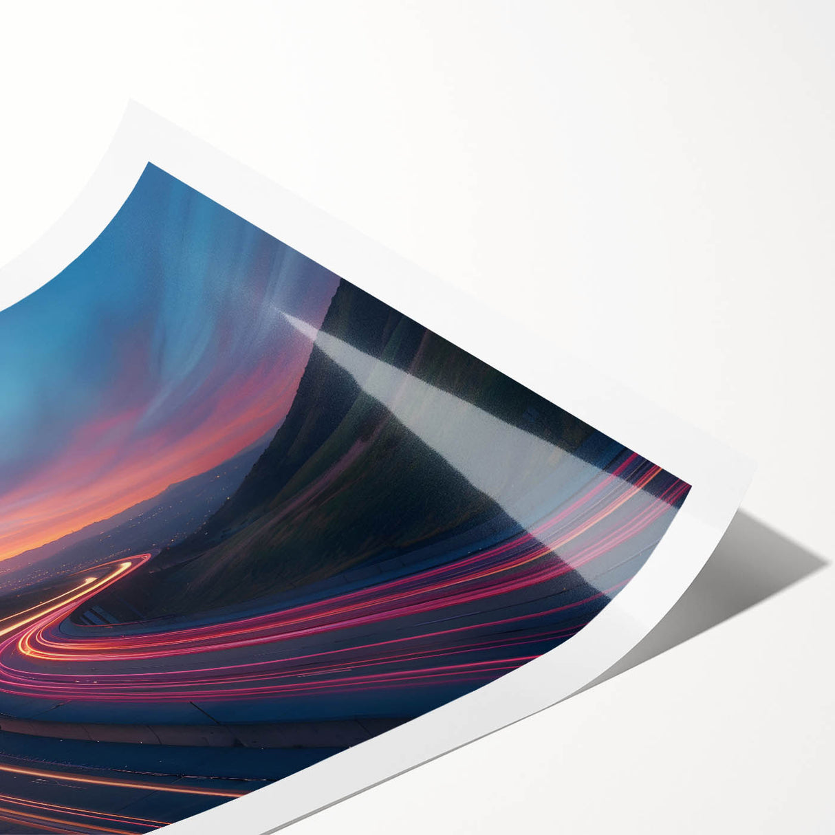 Sunset Highway Motion Wall Art – Colorful Abstract Light Trails