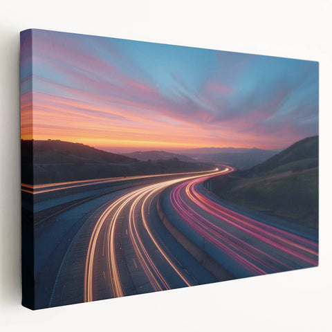 Sunset Highway Motion Wall Art – Colorful Abstract Light Trails