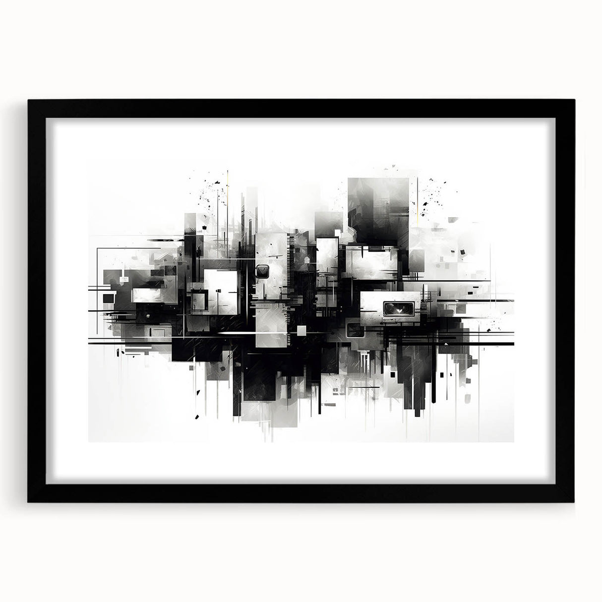 Futuristic Geometric Abstract Wall Art - Modern Bedroom Decor