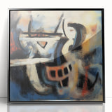 Abstract Office Wall Art - Modern Blue & Orange Corporate Decor