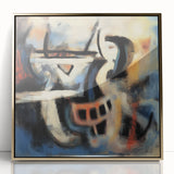 Abstract Office Wall Art - Modern Blue & Orange Corporate Decor