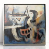 Abstract Office Wall Art - Modern Blue & Orange Corporate Decor