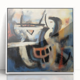 Abstract Office Wall Art - Modern Blue & Orange Corporate Decor