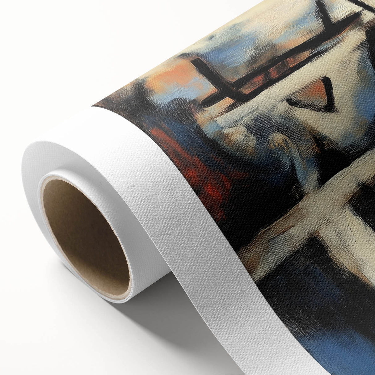 Abstract Office Wall Art - Modern Blue & Orange Corporate Decor