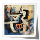 Abstract Office Wall Art - Modern Blue & Orange Corporate Decor