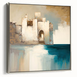 Abstract architecture wall art on a framed canvas with a sleek silver side view, showcasing modern design elements that enhance contemporary decor. Perfect for adding a stylish touch to living spaces.