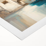 Abstract architectural design on rolled canvas, showcasing vibrant colors and geometric shapes, ideal for modern home decor. Packaged securely in a sturdy tube for safe delivery.