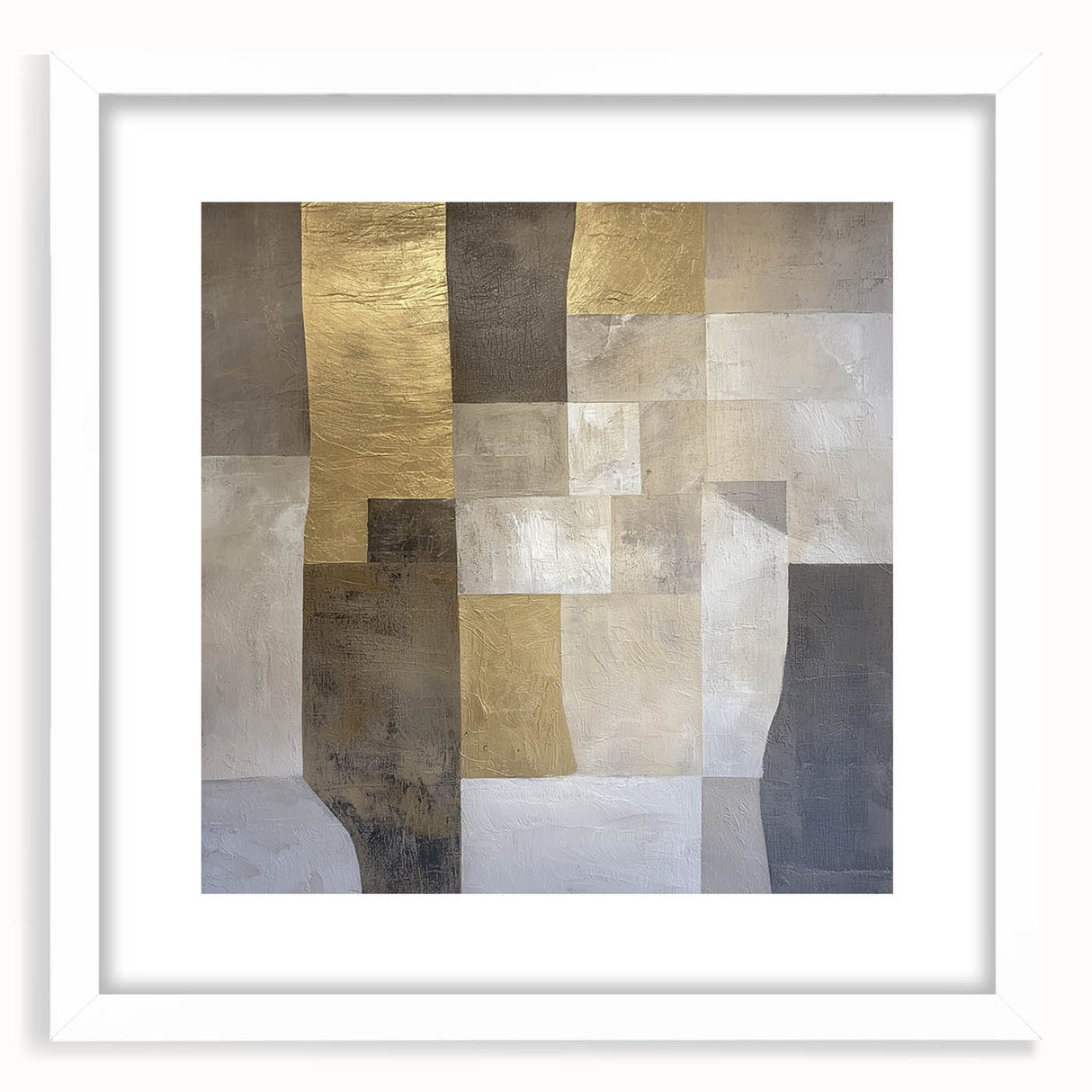 Abstract geometric frame in a white mat, showcasing a modern design with sharp angles and clean lines, perfect for contemporary interior decor.