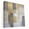 Abstract geometric stretched canvas artwork showcasing vibrant colors and intricate patterns, perfect for modern home decor. Side view highlights depth and texture, ideal for enhancing any living space.