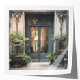 Extra large wall art featuring a detailed French door architecture in muted earth tones on glossy photo paper.