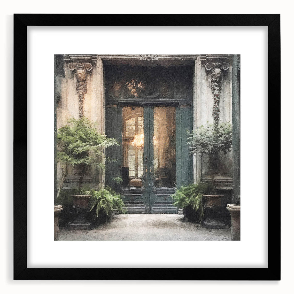 Extra large abstract art print featuring colorful, textured patterns on a black framed canvas, ideal for living room decor.