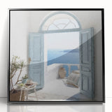 Large abstract wall art featuring a black acrylic print of a Greek door, ideal for modern art wall decor.
