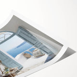 Extra large rolled print featuring line art flowers and Greek architecture in monochrome tones.