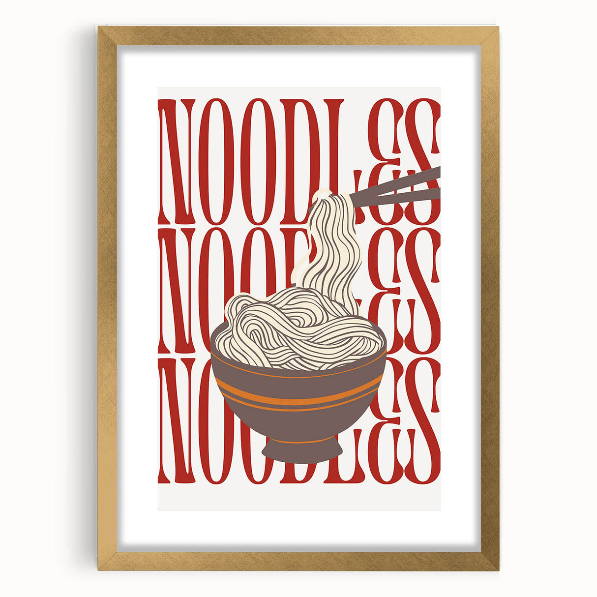 Extra large abstract art print featuring textured swirls in gold and white, framed with a golden mat.