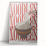 Art deco poster featuring colorful dishes in a modern art style on a white acrylic framed print.