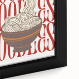 Close-up of a framed canvas featuring black wall art with colorful, textured abstract dishes, ideal for living room decor.
