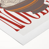 Art deco poster featuring a geometric pattern in muted gold and black on rolled canvas, suitable for dining room decor.