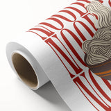 Art deco poster featuring minimalist dishes design in muted colors on rolled canvas.