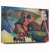 Expressionist Landscape Scene – Vibrant Indians on Horseback Wall Art