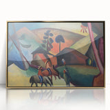 Expressionist Landscape Scene – Vibrant Indians on Horseback Wall Art