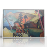 Expressionist Landscape Scene – Vibrant Indians on Horseback Wall Art
